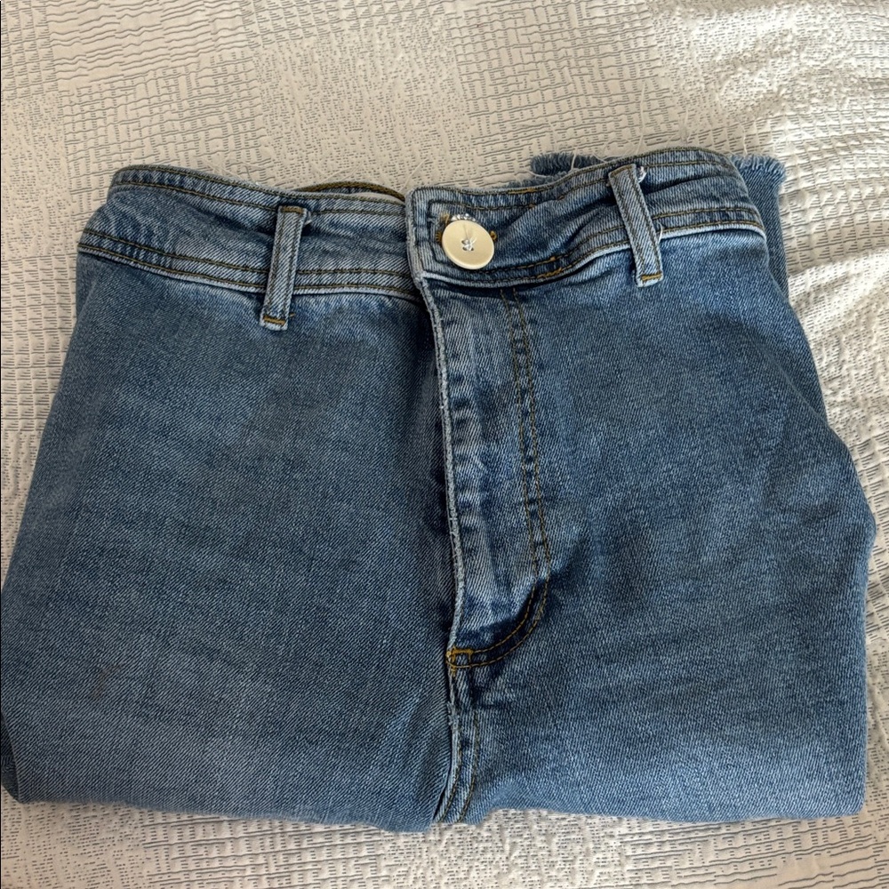 Blue Wide Leg Denim Jeans